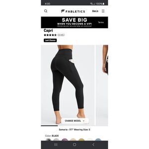 New XXS Fabletics Black Oasis High Waist Capris Leggings NWT PureLuxe